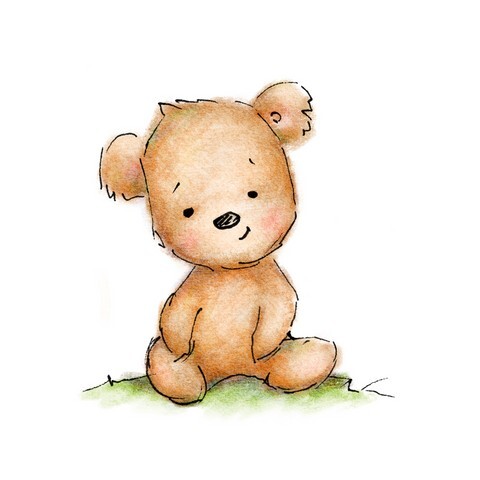 Cute blue teddy bear on white background